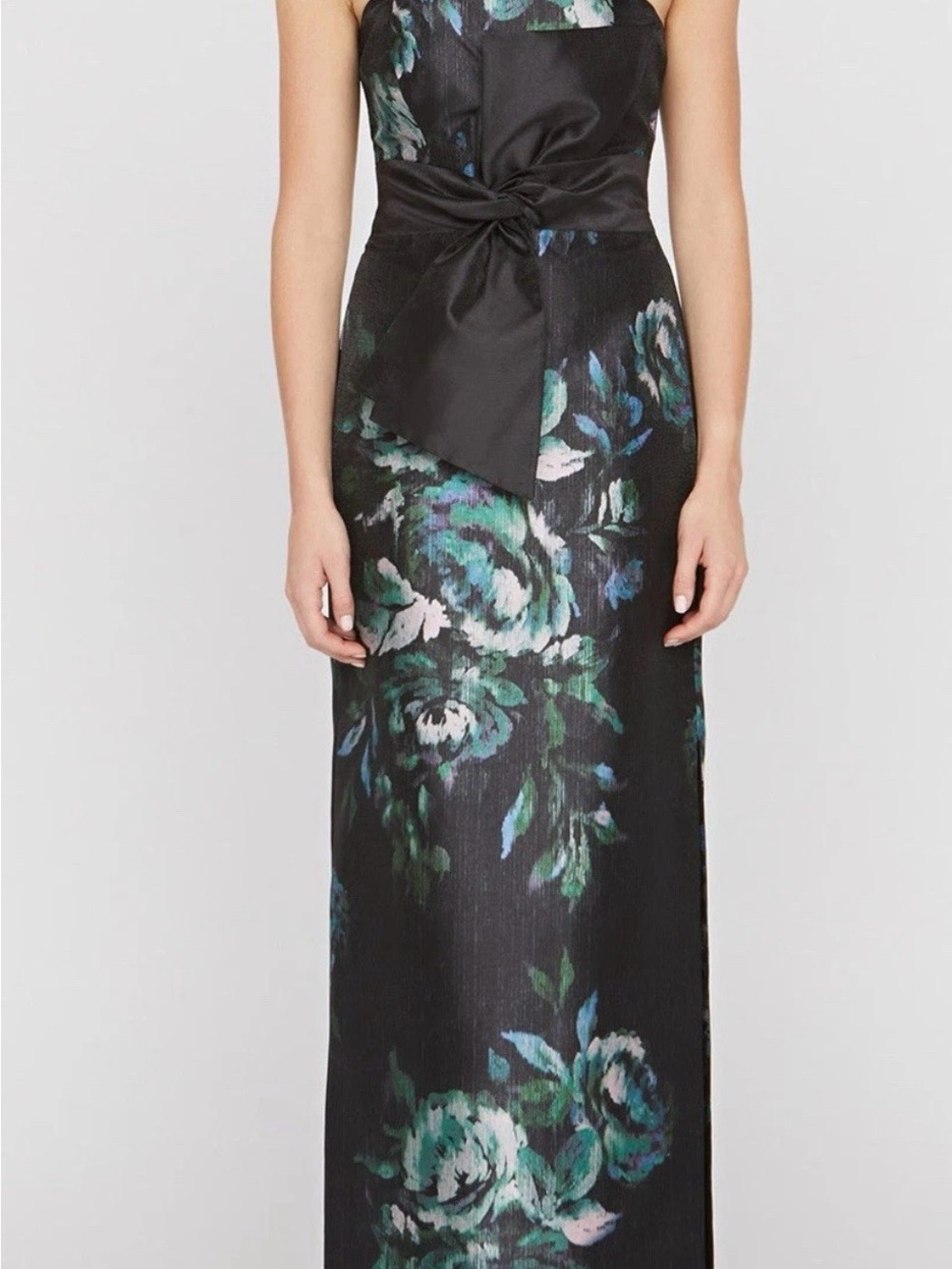 Kay Unger Constance Floral Bow Detail Strapless Column Gown Size 6